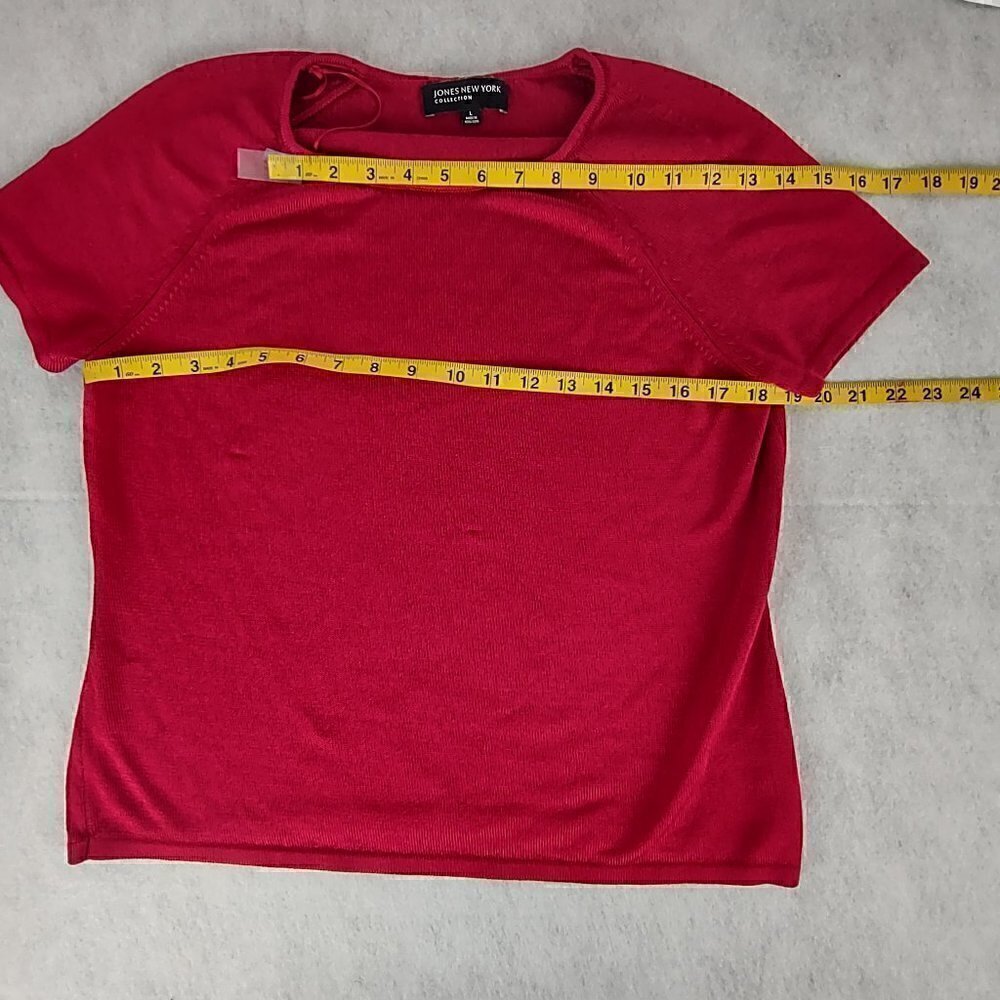 Jones New York Collection Womens Pullover Ruby, Burgundy Short Sleeve Top Size L - Picture 7 of 10